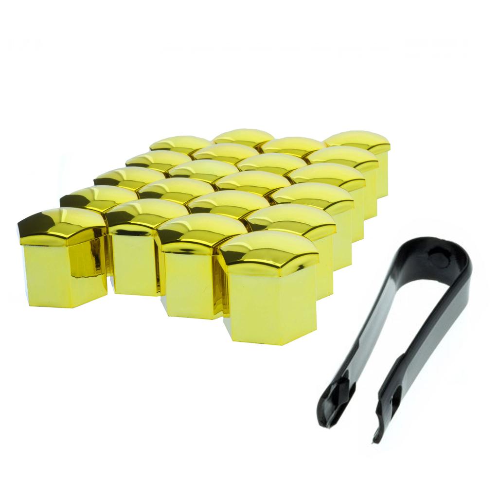 Metallic Wheel Bolt Covers + Puller, 20 Pcs