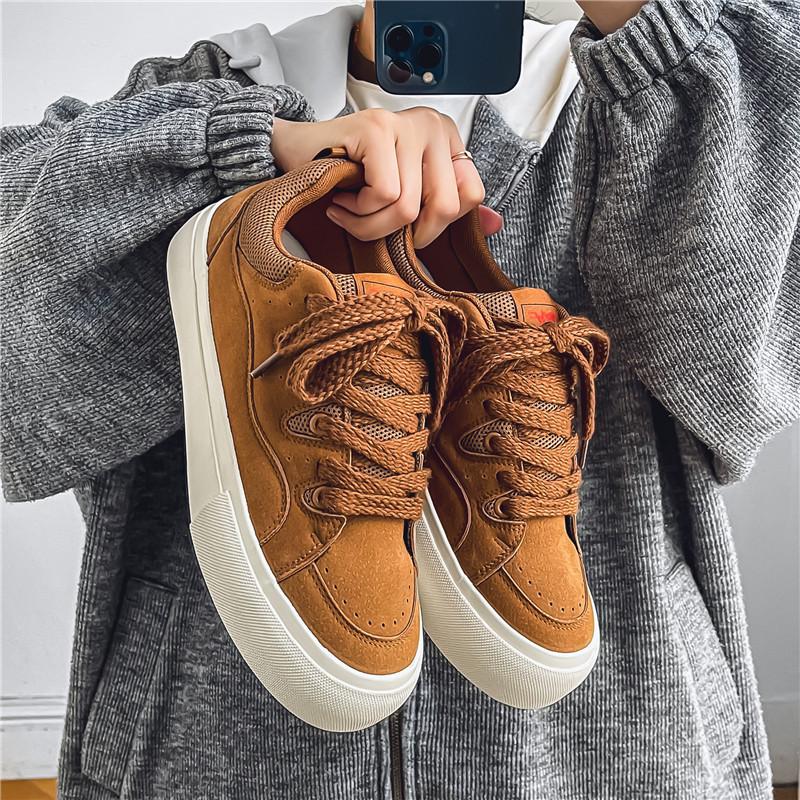 

2025 новая нишевая низкая дышащая парусиновая обувь для мальчиков и студентов, мужская обувь красная повседневная обувь для скейтборда 7981 39 верблюд