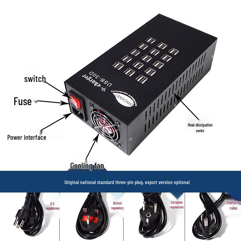 Multi-Port USB Charger Dock with 30 Fast-Charging Heads