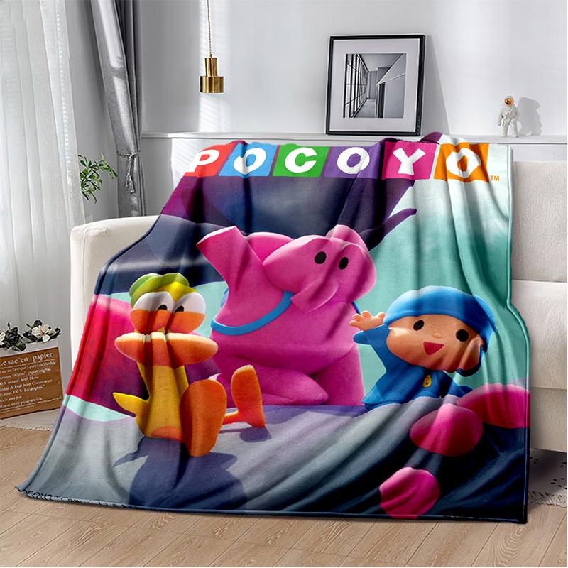 Coperta Cartone Animato 3D Divertente P-Pocoyo Elly Pato, Morbida Coperta da Lancio per Casa Camera da Letto Letto Divano Picnic Viaggio Ufficio Copertura Regalo per Bambini