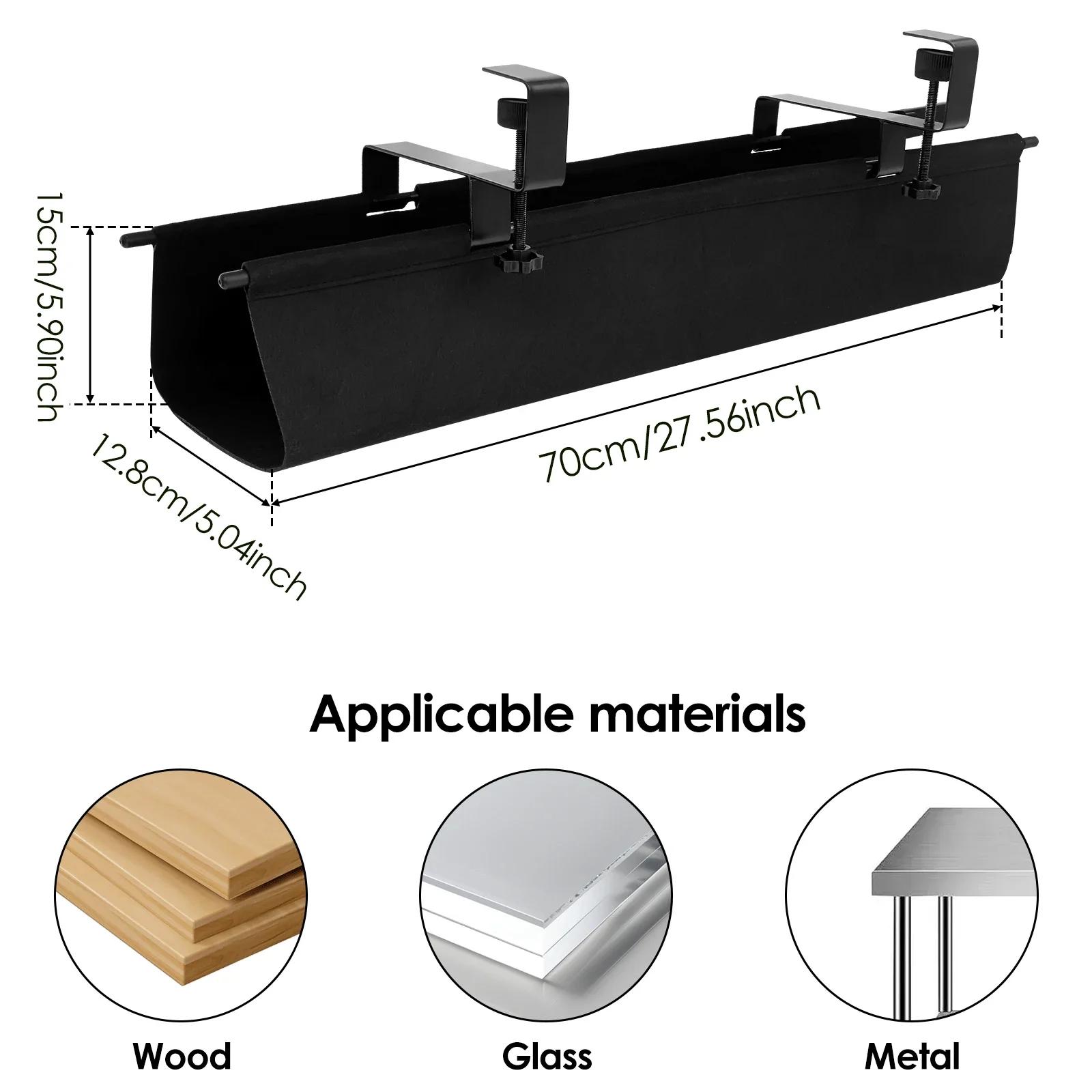 

Under Desk Cable Management Tray No Drill Under Desk Cable Organizer with 2 Hook Woven Fabric Storage Rack for Home Office Study