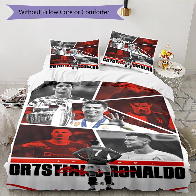 Ronaldo's Cr7 Goal Celebration Bedding Set, Breathable Duvet Cover with Pillowcases, Soft Bed Linen for Bedroom Home Decoration, Perfect Festival Birt