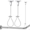 Paquete de 2 Soportes Ajustables de Acero Inoxidable para Barra de Cortina de Ducha de Montaje en Techo Cuerda Colgante para Baño a Prueba de Óxido