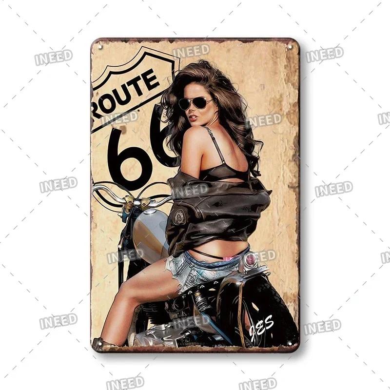 Retro Sexy Beauty Aluminum Poster - Men's Metal Plaque, Garage Cave Workshop Wall Decor