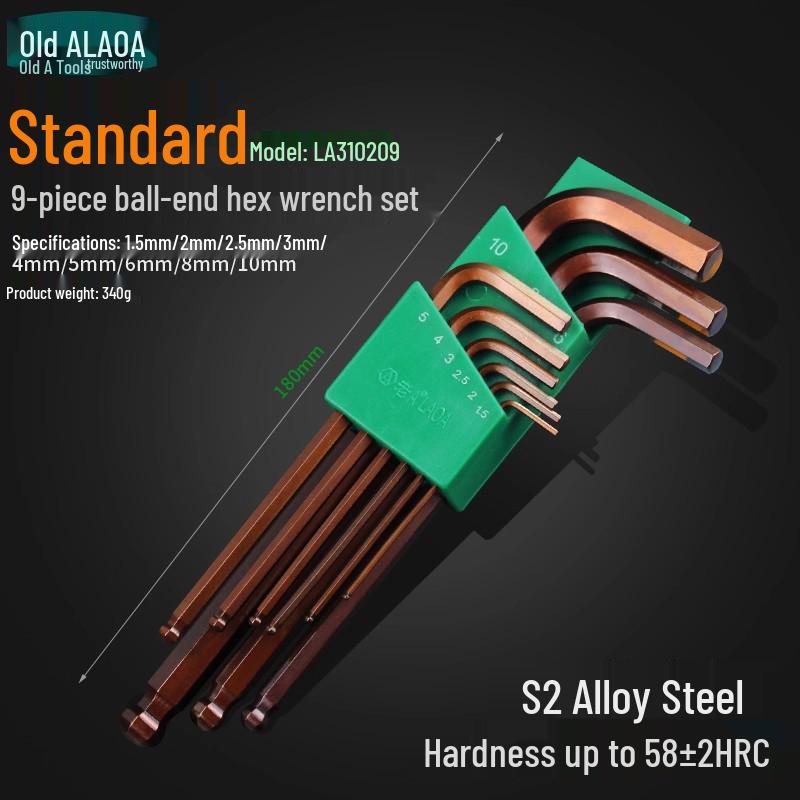 A Industrial S2 Alloy Steel 9-Piece Colored Torx Hex Key Set LA319103