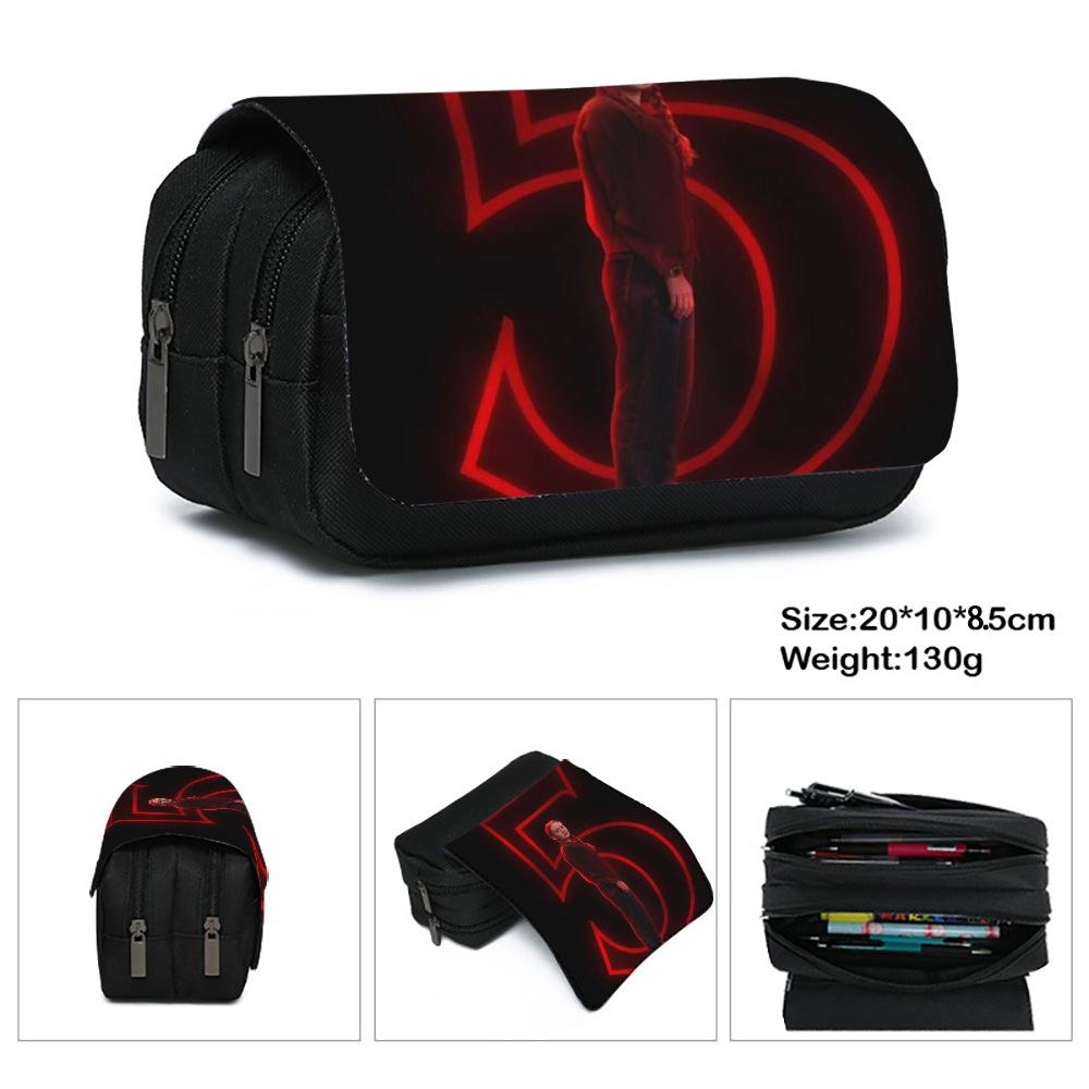 Stranger Things 5 Pencil Case, Large Capacity Multi-Layer Storage, Wear-Resistant Oxford Cloth Student Stationery Bag Double layer pencil case