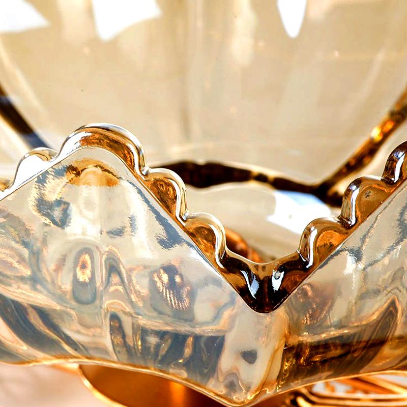 1PC Creative Fruit Plate European Style Metal Moon Shaped Snack Storage Glass Table Decor