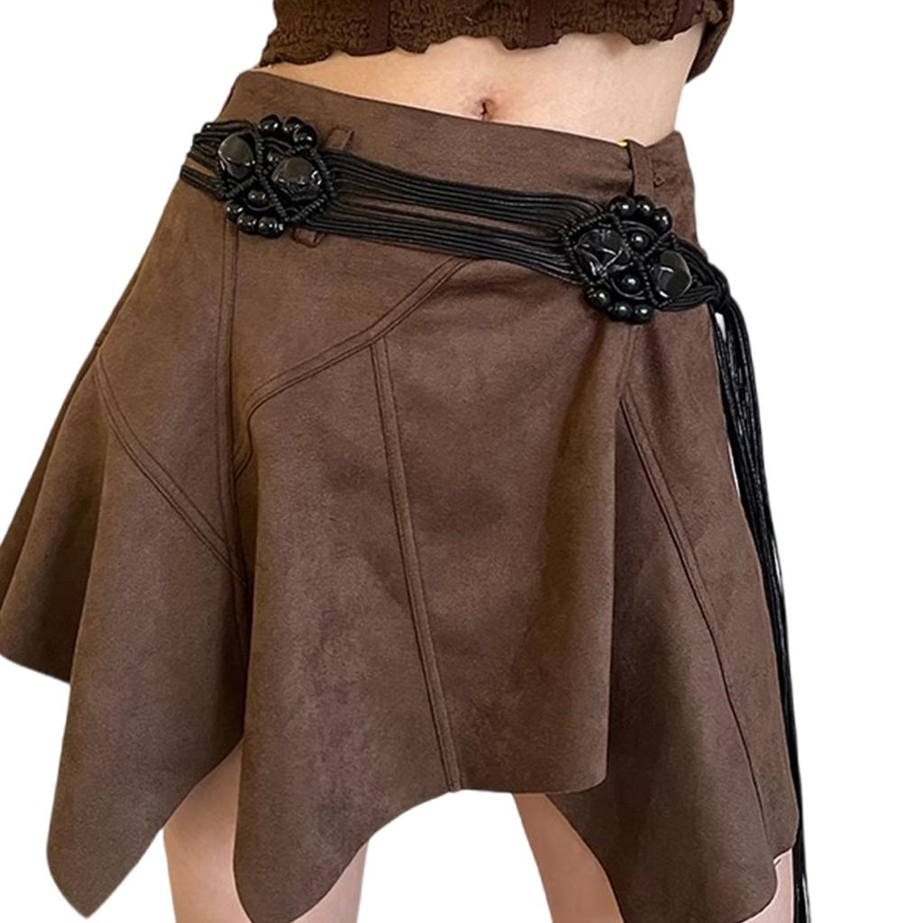 Women Decorative Wax Rope Belt Bohemian Fringed Belt Dress Accessories Waist Rope Ethnic Waistband Female Waist Ornament