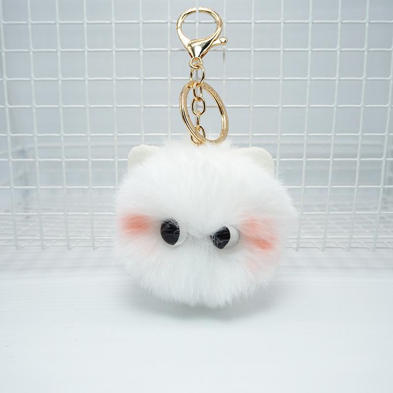 Rex Rabbit Fur Bow Cat Pendant Keychain Kitten Ornament