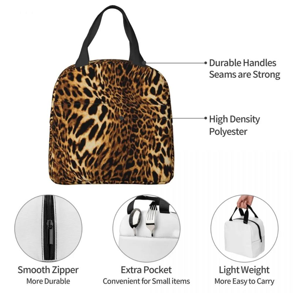 Leopard Skin Insulated Lunch Bag for Kids School Cooler Thermal Food Box Tote Leakproof Lunch Boxes Container