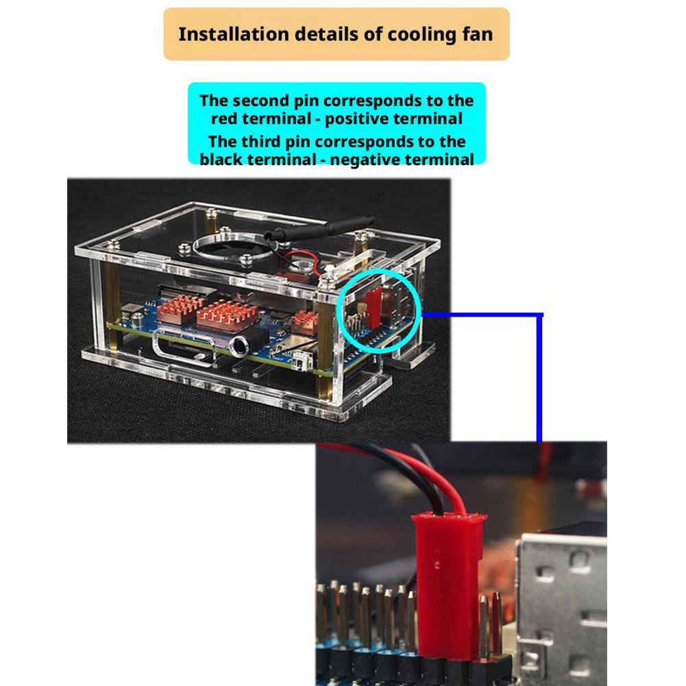 For Orange Pi RV2 Acrylic Case Transparent Protective Box Shell Cooling Fan Copper Heatsinks Optional For Orange Pi RV2 Board