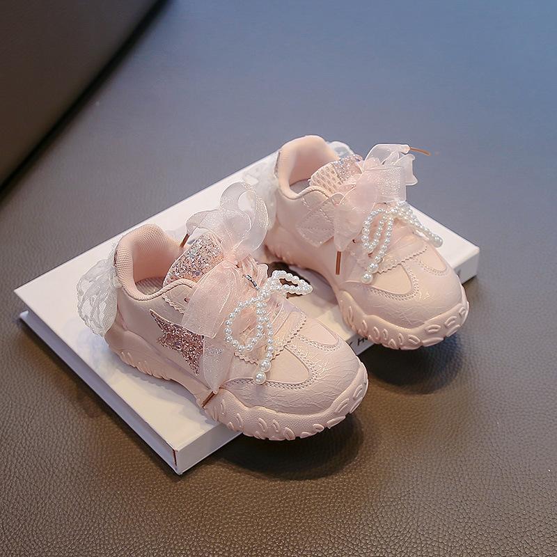 Girls shoes 2025 autumn new children's sports shoes baby girl princess dad shoes