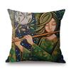 Modern Art Abstract Oil Painting Girl Play Violet Carionet Cotton Linen Sofa Throw Pillow Case Home Decorative Cushion Cover
