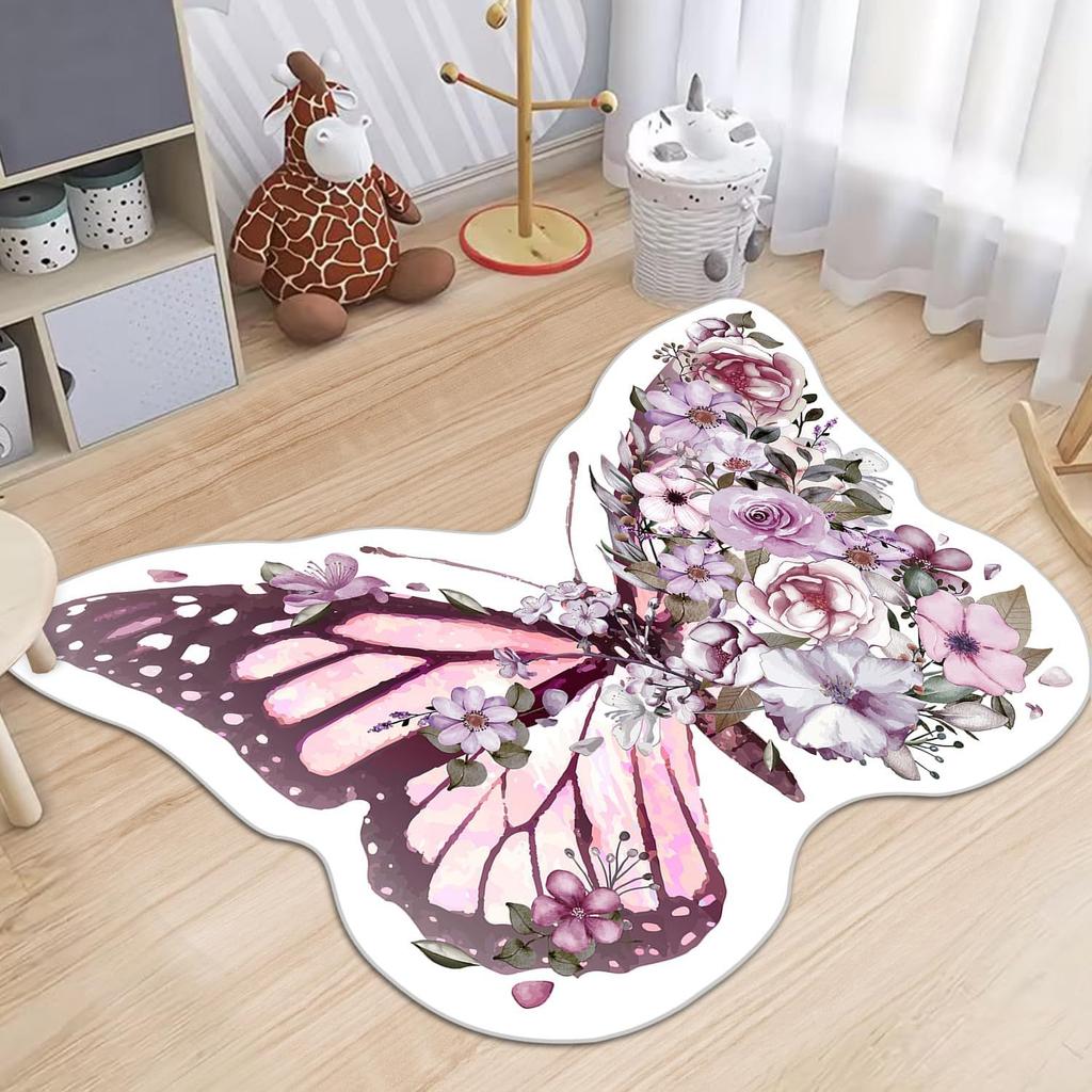 Colorful Butterfly Carpet Living Room Carpet Bathroom Mat Children's Bedroom Bedside Carpet