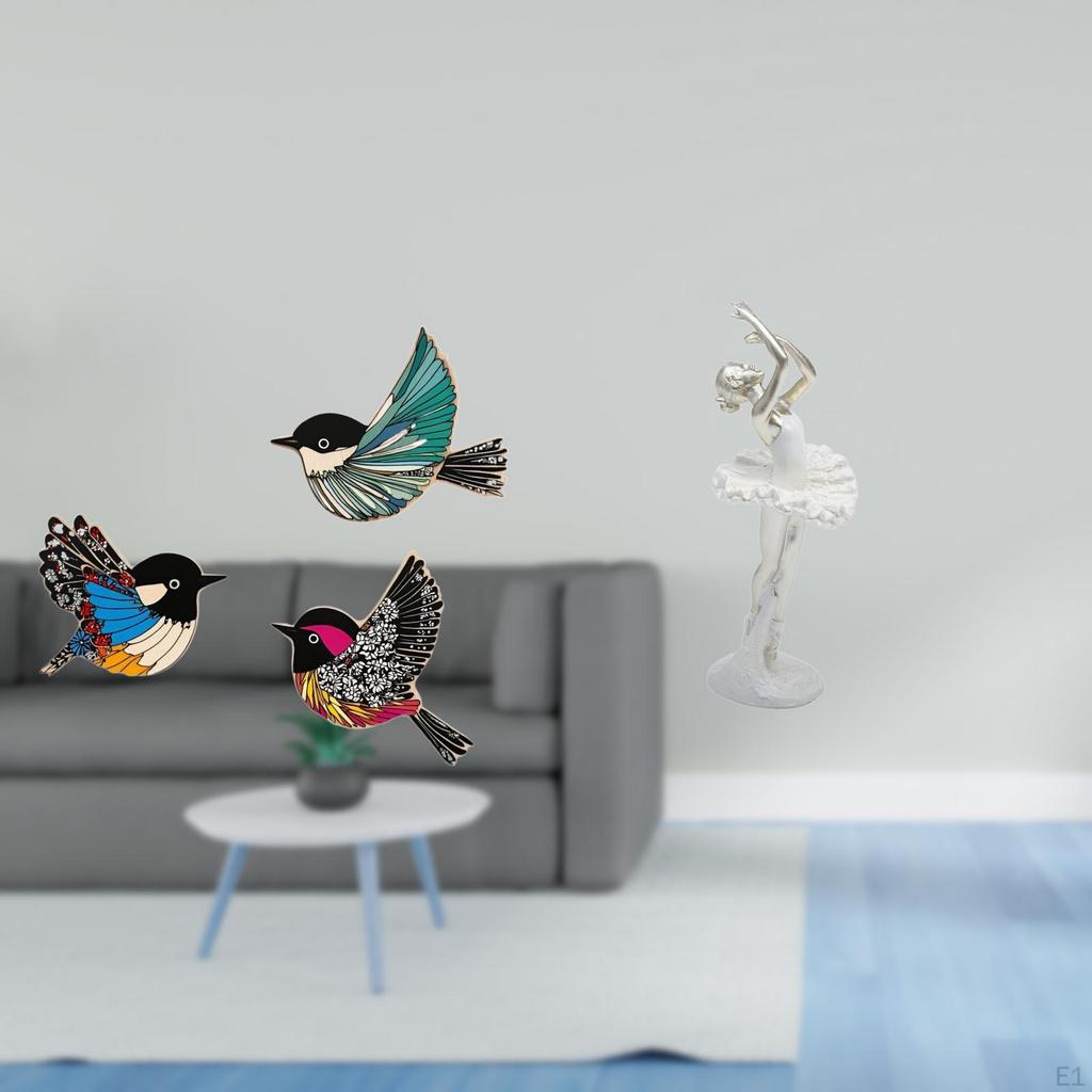 Wooden Bird Ballerina Wall Art Modern Dancing Girl Sculpture Creative Flying Birds Figurine Hanging
