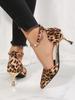 Leopard Print High Heel Shoes for Women 2025 Large New Sexy European and American Strap Hollow Shoes