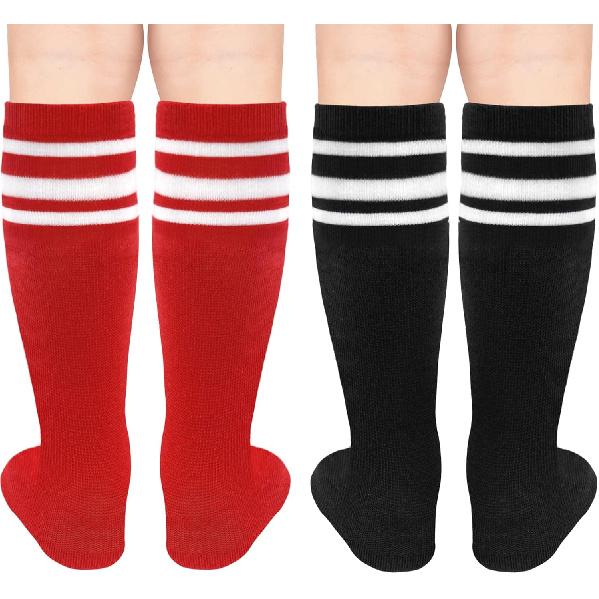 Olreco Toddler Soccer Socks Boys Girls Soccer Socks Kids Knee High Socks for Toddler Girls Toddler Tube Socks with Stripes
