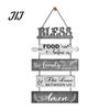 Kitchen Wall Plaque with Rope Wooden Decor, 5 Panel Bless Food Family Love Entryway Decorative Hanging Sign Sign, Farmhouse Art for Dining Room Living
