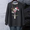 Ladies' Christmas Printed Round Neck Long Sleeved T-shirt Sweatshirt Top