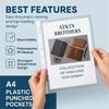A4Ring Binder Protectors,Plastic Punch Folders Filing Wallets Sleeves Document Wallet for Students Teachers Stationery