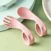 Feeding 1 Set Offset Spoon Food Grade Adorable Appearance Adaptive Eating Aid Right Hand Learn Eat Baby Fork for Family