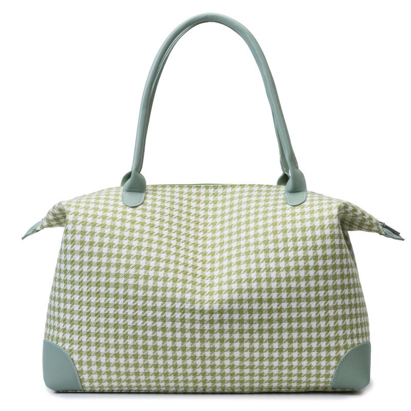 

Women s short outing to play small fresh plaid contrasting color travel bag household clothing storage bag