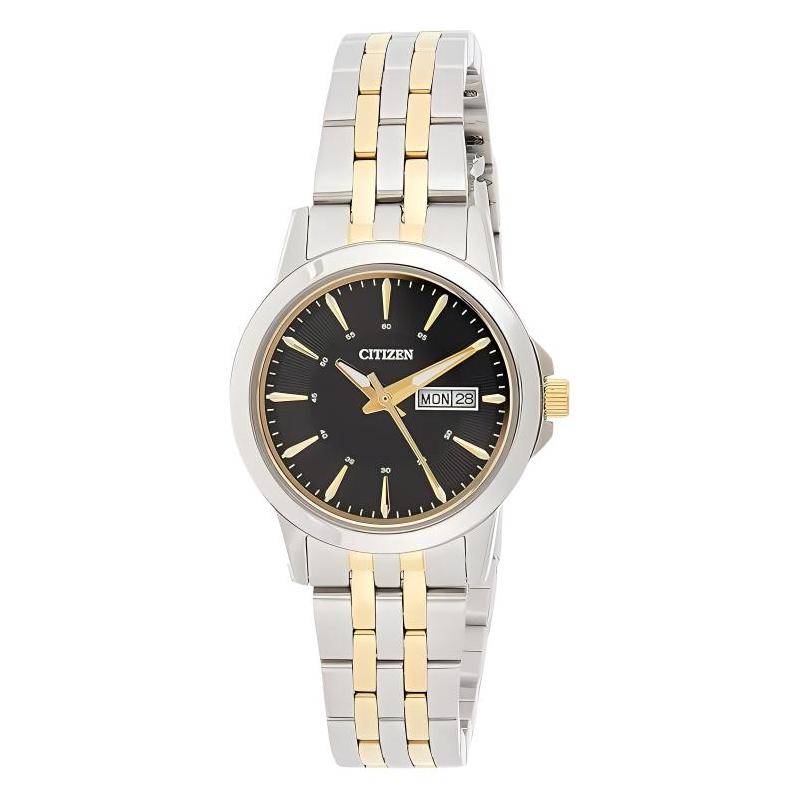 

CITIZEN 30 meters waterproof fashion style Quartz Steel Strap 28mm women s watch black dial EQ0608-55E чорний
