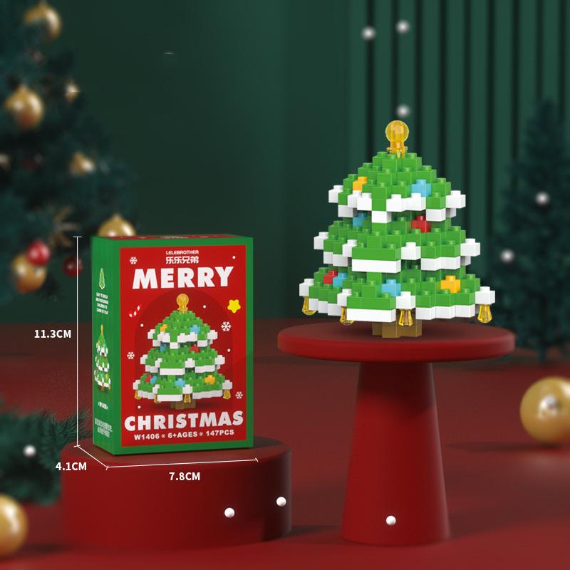 2pcs Santa Claus Figure Assembling Bricks Reindeer Puzzle Christmas Doll Ornament  New Year Gift