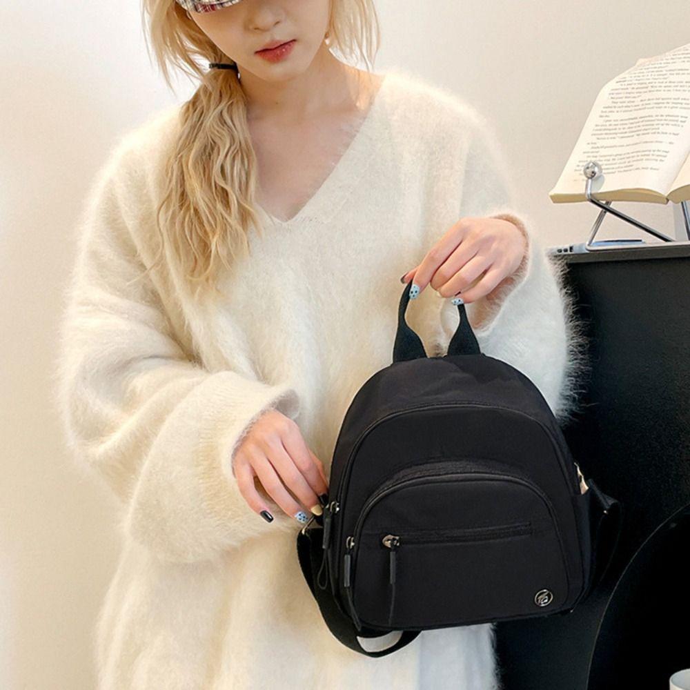 Portable Multipockets Casual Backpack Solid Color Minimalist Commuting Backpack  Student