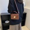 Stylish Small Square Bag For Autumn Trendy Color Block Shoulder Tote In Black Brown Blue Yellow
