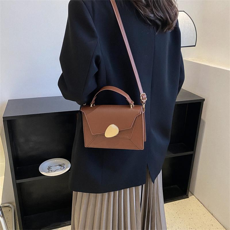 Stylish Small Square Bag For Autumn Trendy Color Block Shoulder Tote In Black Brown Blue Yellow