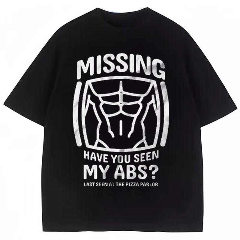 

Casual Funny Missing Abs Plus Size T-shirt Gym Joke Gifts Fitness Workout Short Sleeve Crew Neck Polyester Graphic T Shirts S разноцветный
