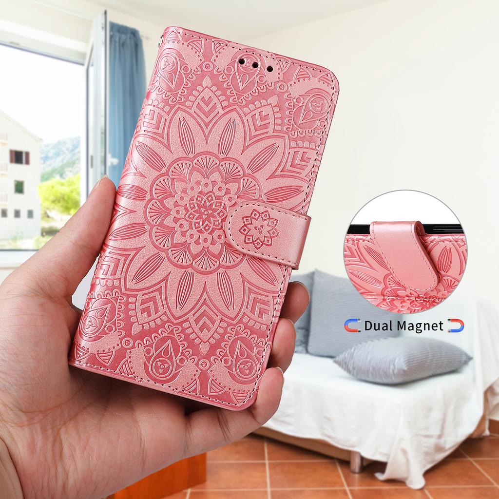 Pro Xiaomi Redmi 15 4G Pouzdro Kožené Peněženkové Pouzdro na Telefon s Potiskem Slunečnice