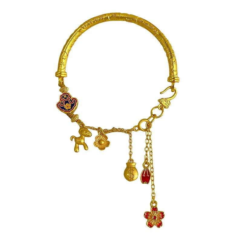 Real Gold Will Soon Have Money To Spend Light Luxury Bracelet Female Chinese Style Ancient Method Half Bracelet