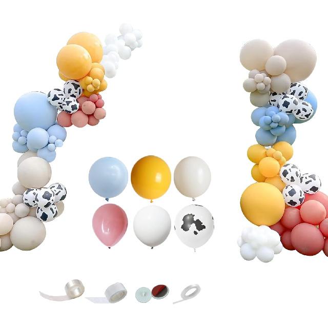 Balloon Garland Arch Kit,146 PCS Blue Orange Latex Balloons Combination with Cow Printed Balloons for Farmhouse Country Western Cowboy Birthday