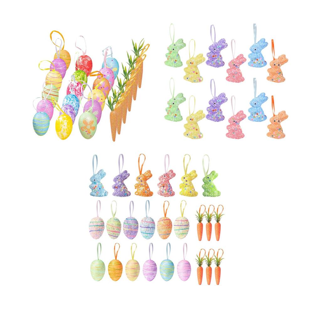 Oster Hängeornamente Osterdekorationen mit Band-Schlaufe Korb-Dekor Wiederverwendbare Hänge-Dekoration Anhänger für Tür Festival