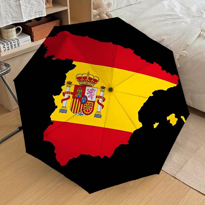 1 Stück Spanien Flagge Regenschirm - 8 Speichen verstärkt, Automatisches Öffnen, Leicht & Langlebig, Süßes Modeaccessoire für Draußen - T354