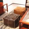 Marokkanische quadratische PU-Kunstleder Hockerbezüge Ungefüllte bestickte Pouf-Kissenbezüge Schlafzimmer Dekoration Futon-Stuhlbezug Handwerk