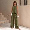 2025 Summer Women's Trendy Cotton Two-Piece Set: Versatile Loose Pullover with Round Neck - European & American Style