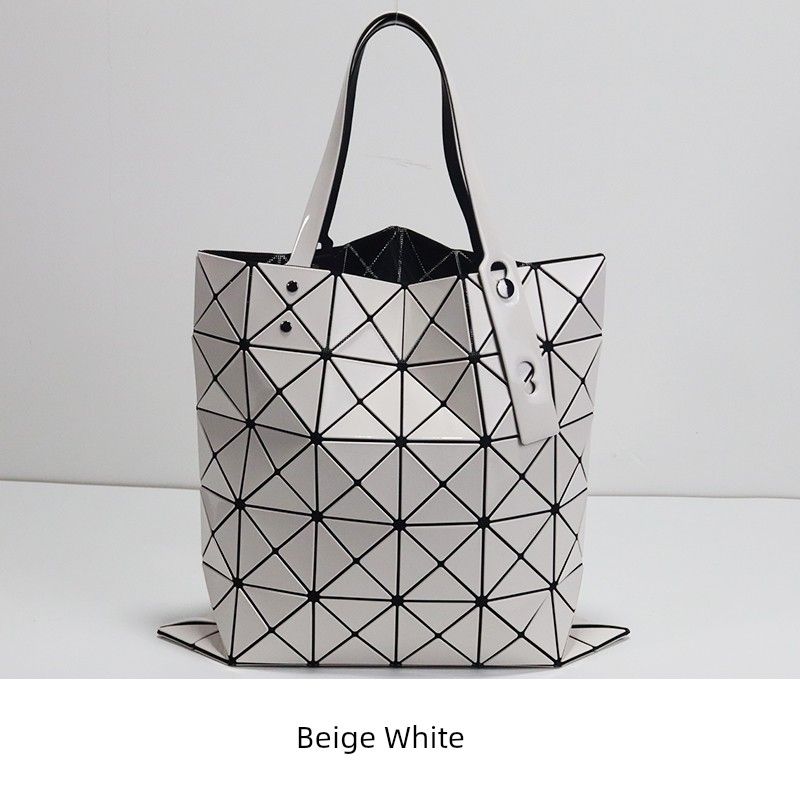 

Sanjiajia Home Bag Female 2025 New Arrival Six Grid Ten Grid Geometric Diamond Pattern Bag Female Work Clothing Satchel Shoulder Tote Bag 6 rice White