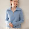 Women's Solid Cashmere Ribbed Half-Zip Sweater - Autumn/Winter