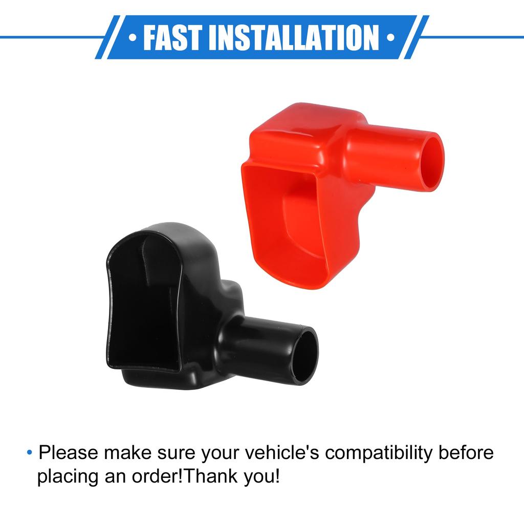 VekAuto 3 Pairs Battery Terminal Insulation Covers Length 75mm Width 21mm 0.83'' Car Battery Post Caps for Motorcycle Truck Marine Made of Durabl