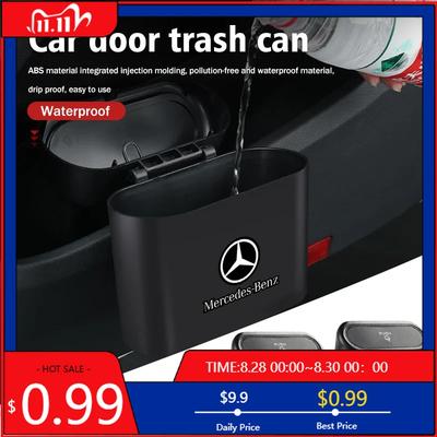 GLC GLB Hanging Car Trash Can Garbage Dust Case Storage Pressing Bin For Mercedes Benz AMG A C E S G Class W201 W210 W108 W204