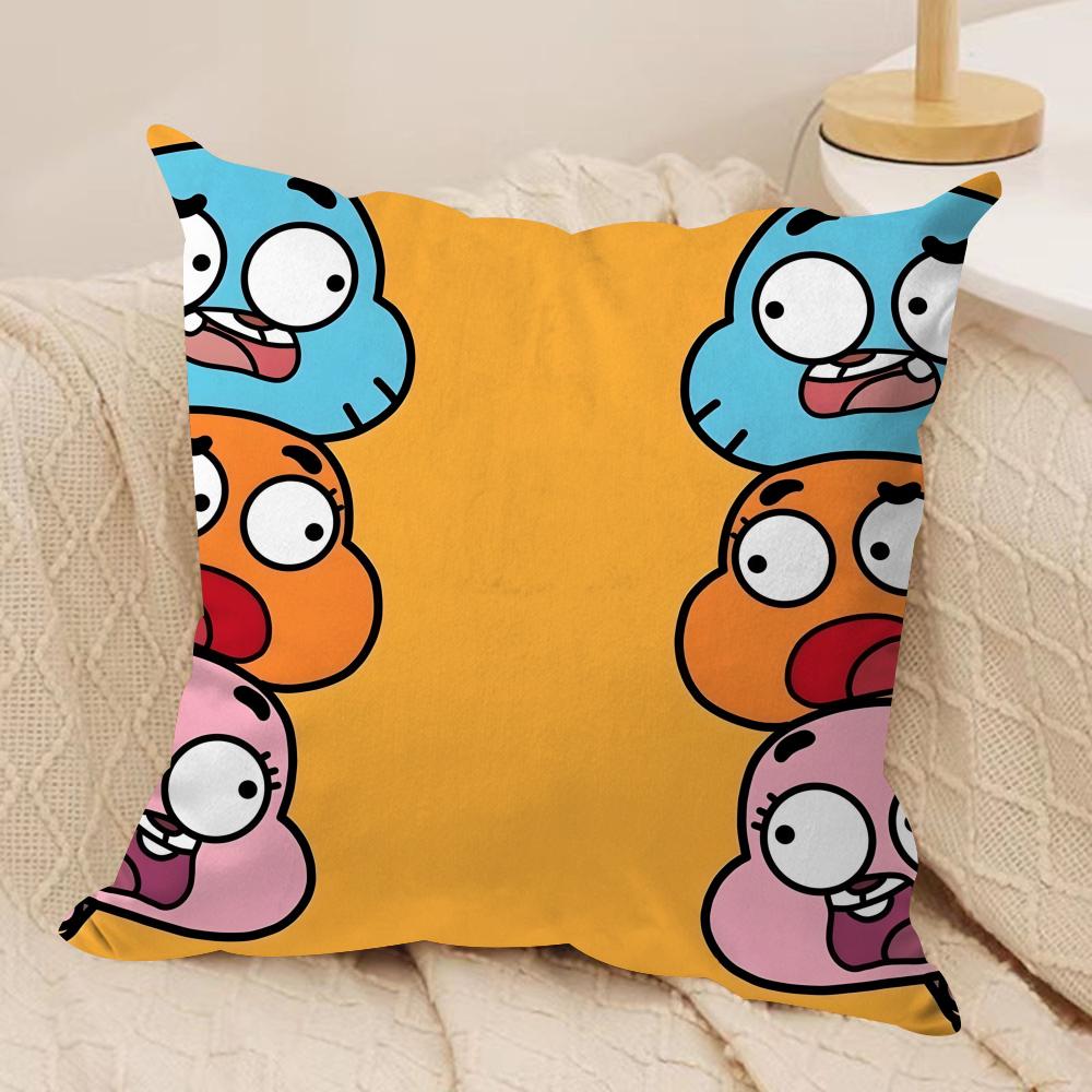 Animation Amazing World Gumball Cushion Cover Soft Plush Fabric DoubleSided Printed Sofa Cushion Cover for All Seasons Decor