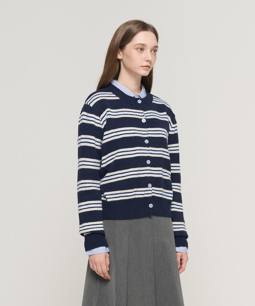 Cargobros For Woman Multi-Stripe Cardigan (Navy)