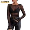 Damen Mode Lässige O-Ausschnitt Langarm Blusen & Hemden