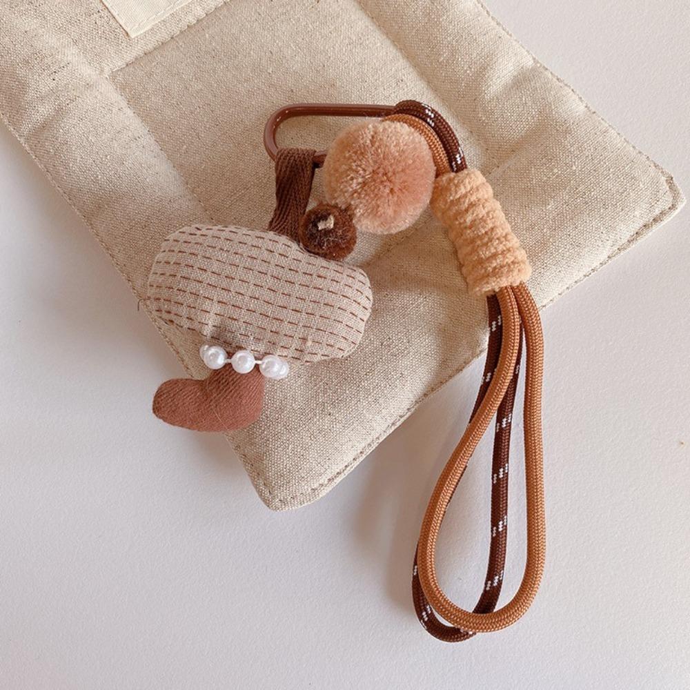 Bag Pendant Cute Fabric Mushroom Keychain Soft Stuffed Keyrings with Lanyard  Gifts