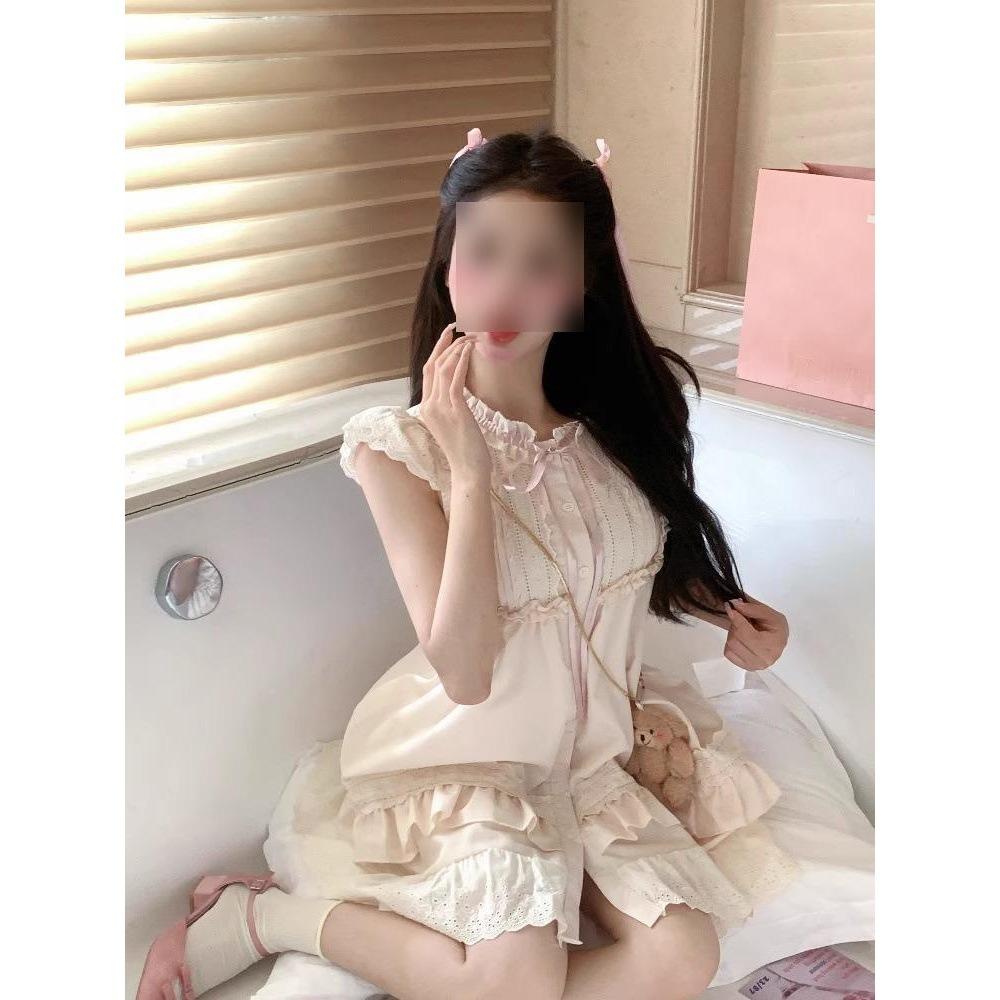 Small vest, small flying sleeve dress, short skirt, girl's sweet fungus skirt, flying sleeves, cute style skirt, summer