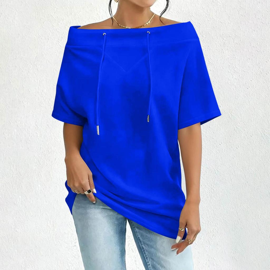 Women's Off Shoulder Neck Sweatshirt Loose Fit Casual Pullover Top