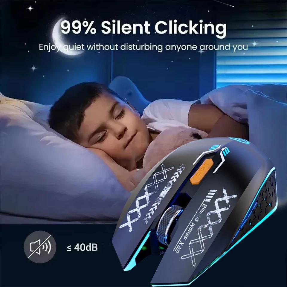 2.4G Wireless Mouse Bluetooth 5.4 Mouse Dual Mode Rechargeable Mouse Silent Mice RGB Backlit Gaming Mouse for PC Tablet Laptop